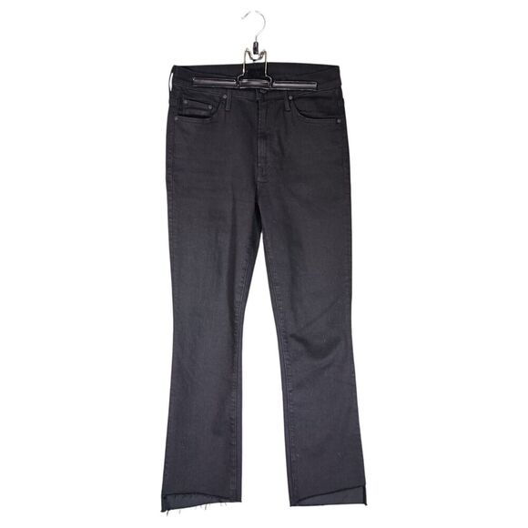 Mother Jeans 27 Womens Black Insider Crop Step Fray Cropped Regular Cotton Dark - Picture 1 of 5